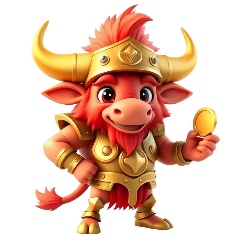 MinoCasino Maskottchen Mino in goldener Rüstung